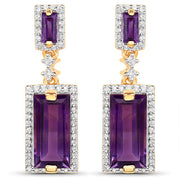 Bids.com 18K Yellow Gold Plated 6.01 Carat Genuine Emerald and White Topaz .925 Sterling Silver Earrings Earrings