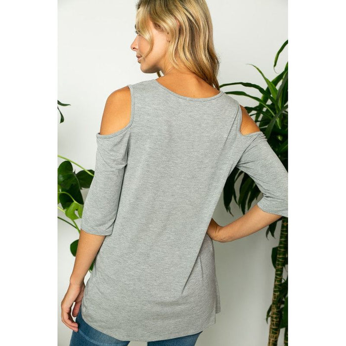 Plus Solid Cold Shoulder Top