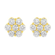 Bids.com 14K Yellow Gold 1.0 Cttw Diamond Flower Earring (J-K Color, I1-I2 Clarity) Earrings