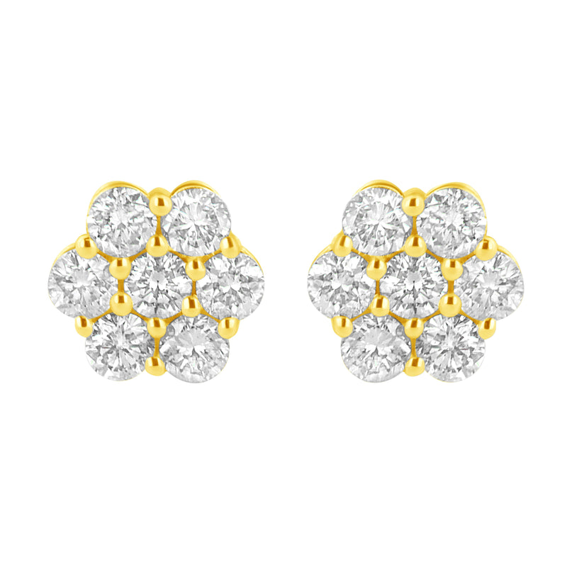 Bids.com 14K Yellow Gold 1.0 Cttw Diamond Flower Earring (J-K Color, I1-I2 Clarity) Earrings