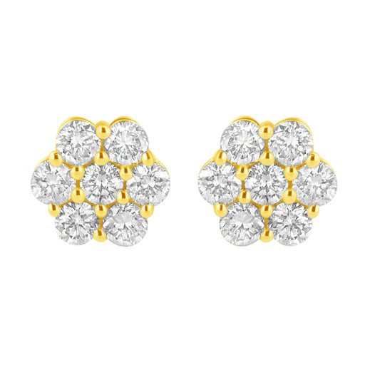 Bids.com 14K Yellow Gold 1.0 Cttw Diamond Flower Earring (J-K Color, I1-I2 Clarity) Earrings