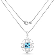 Bids.com 8.18 Carat Genuine Swiss Blue Topaz .925 Sterling Silver Pendant Pendants