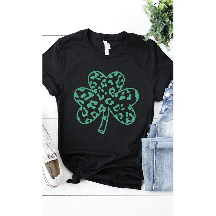 Green Leopard Clover Graphic Tee PLUS