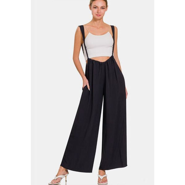 Zenana Tie Back Suspender Jumpsuit with Pockets