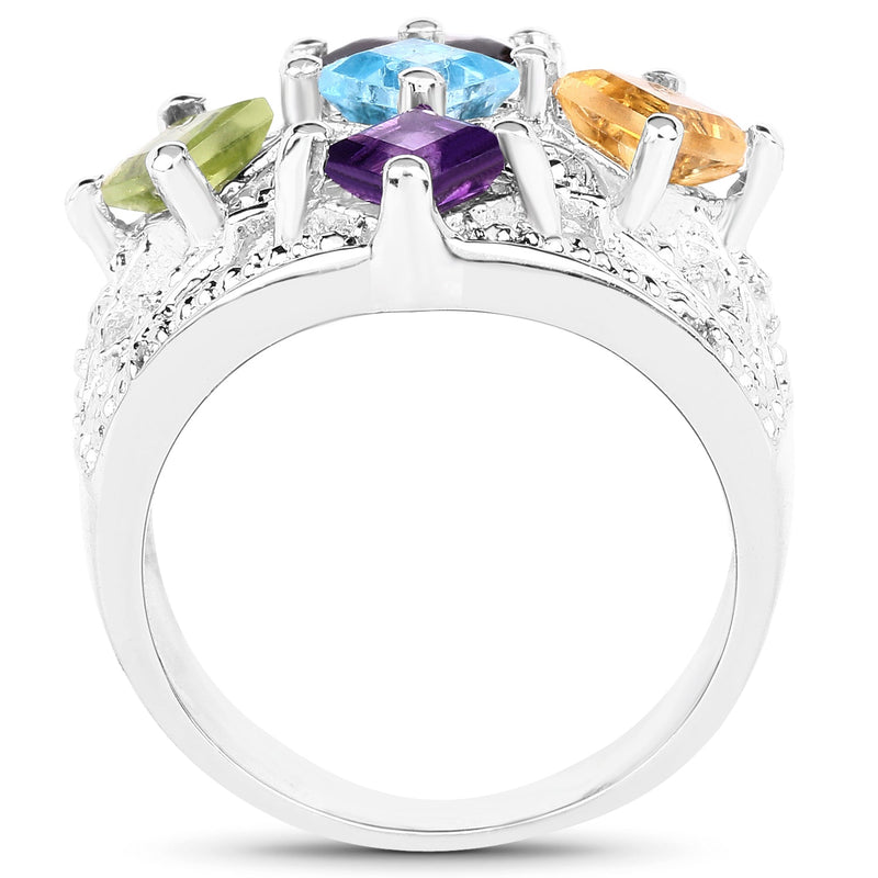 Bids.com 1.67 Carat Genuine Multi Stone .925 Sterling Silver Ring Rings