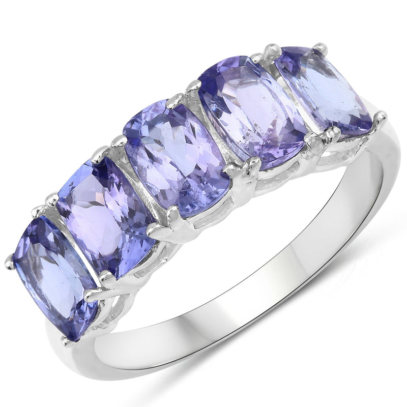 Bids.com 2.65 Carat Genuine Tanzanite .925 Sterling Silver Ring Rings