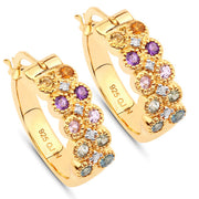 Bids.com 0.76 Carat Genuine Multi Stones .925 Sterling Silver Earrings Earrings