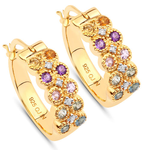 Bids.com 0.76 Carat Genuine Multi Stones .925 Sterling Silver Earrings Earrings