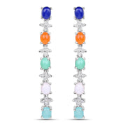 Bids.com 4.40 Carat Genuine Multi Stone .925 Sterling Silver Earrings Earrings