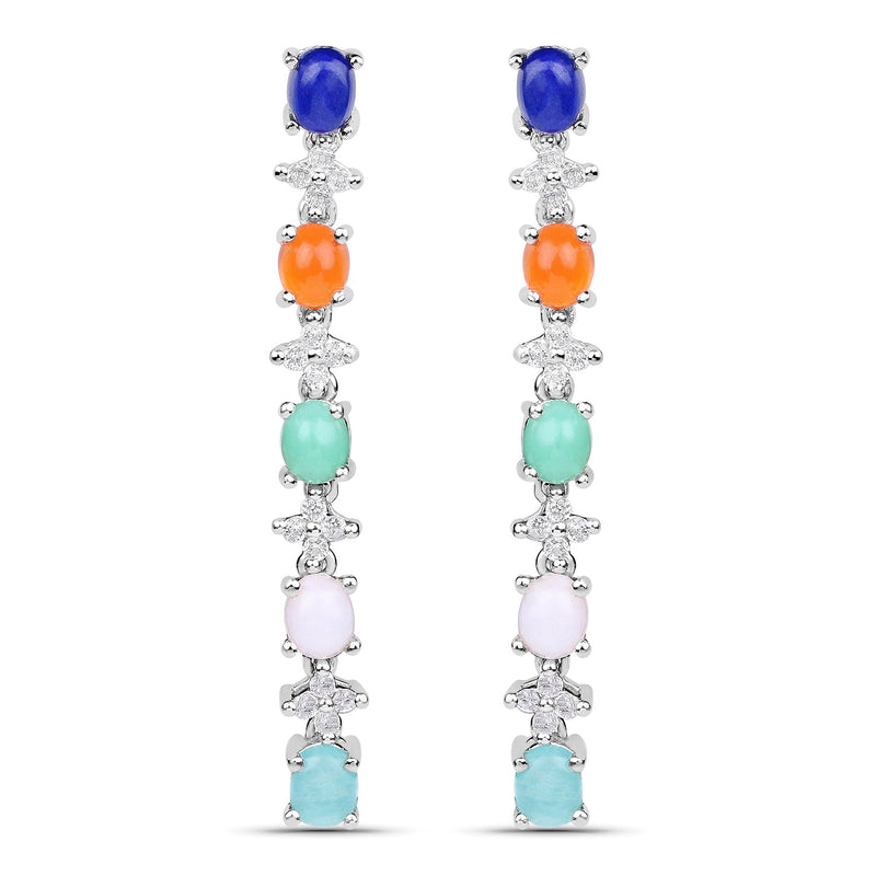 Bids.com 4.40 Carat Genuine Multi Stone .925 Sterling Silver Earrings Earrings