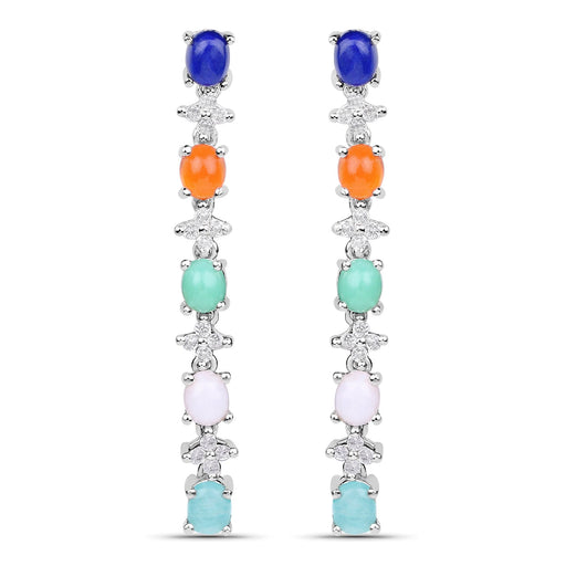 Bids.com 4.40 Carat Genuine Multi Stone .925 Sterling Silver Earrings Earrings