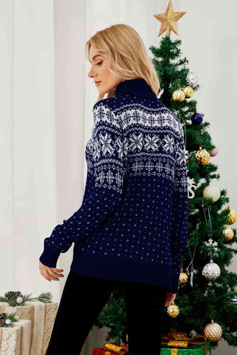 Christmas Snowflake Fair Isle Turtleneck Sweater by VYSN