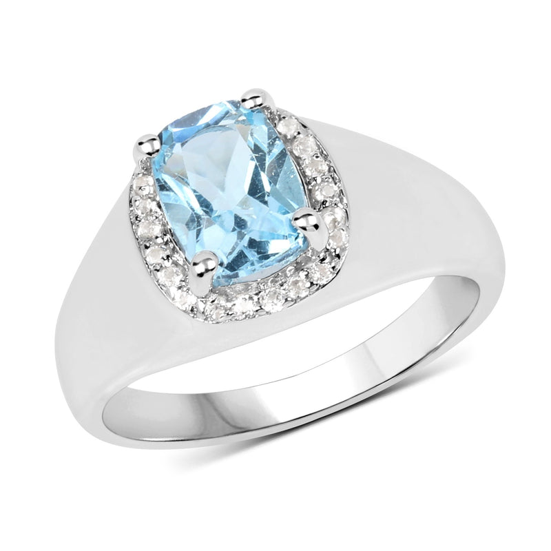 Bids.com 1.62 Carat Genuine Blue Topaz and White Topaz .925 Sterling Silver Ring Rings