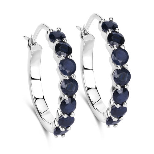 Bids.com 2.66 Carat Genuine Blue Sapphire .925 Sterling Silver Earrings Earrings
