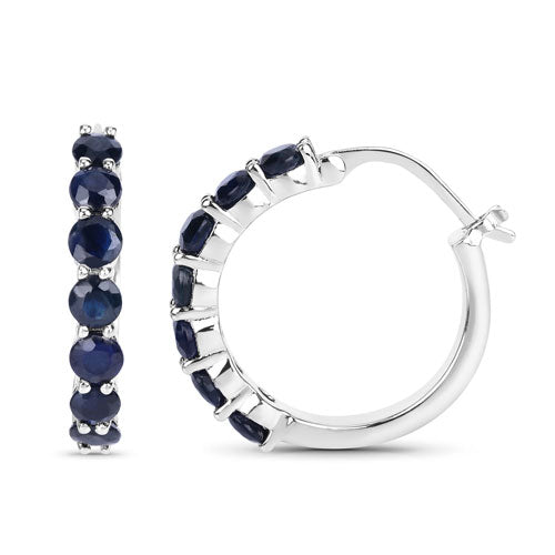 Bids.com 2.66 Carat Genuine Blue Sapphire .925 Sterling Silver Earrings Earrings