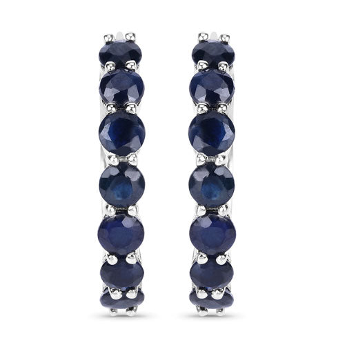 Bids.com 2.66 Carat Genuine Blue Sapphire .925 Sterling Silver Earrings Earrings