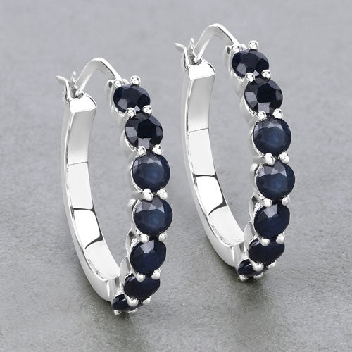 Bids.com 2.66 Carat Genuine Blue Sapphire .925 Sterling Silver Earrings Earrings