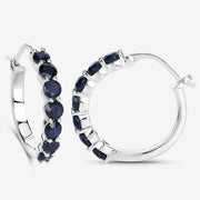 Bids.com 2.66 Carat Genuine Blue Sapphire .925 Sterling Silver Earrings Earrings