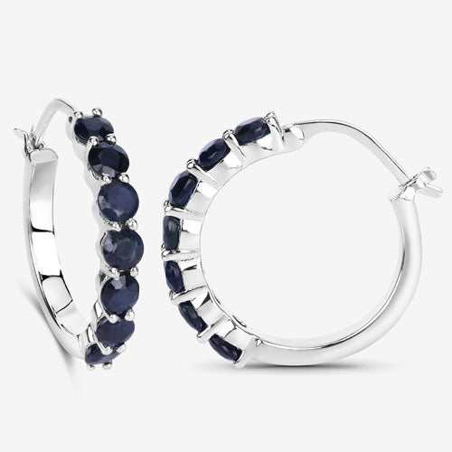 Bids.com 2.66 Carat Genuine Blue Sapphire .925 Sterling Silver Earrings Earrings