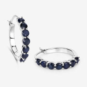 Bids.com 2.66 Carat Genuine Blue Sapphire .925 Sterling Silver Earrings Earrings