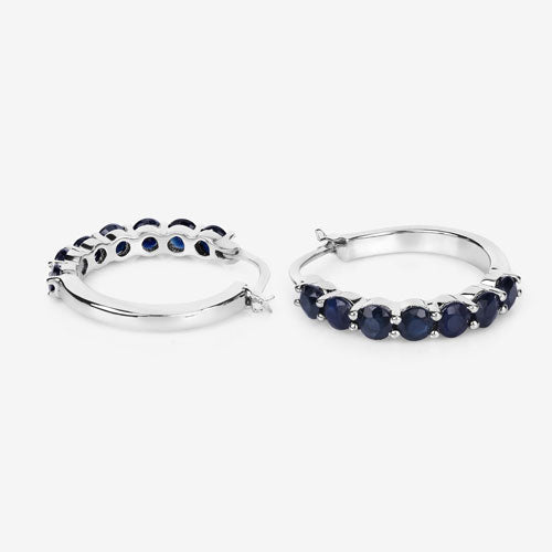 Bids.com 2.66 Carat Genuine Blue Sapphire .925 Sterling Silver Earrings Earrings