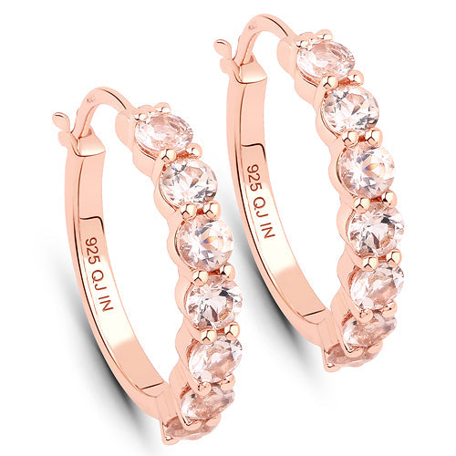 Bids.com 18K Rose Gold Plated 1.68 Carat Genuine Morganite .925 Sterling Silver Earrings Earrings