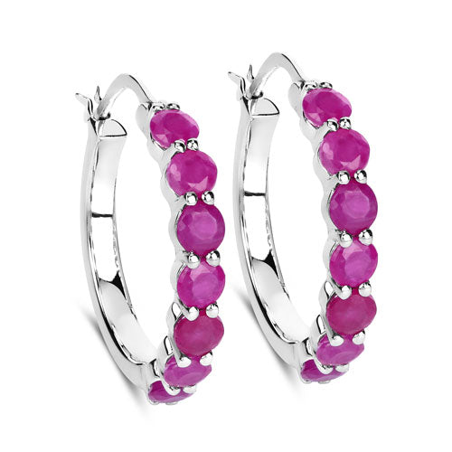 Bids.com 2.80 Carat Genuine Ruby .925 Sterling Silver Earrings Earrings