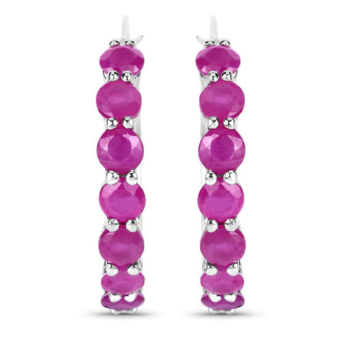 Bids.com 2.80 Carat Genuine Ruby .925 Sterling Silver Earrings Earrings