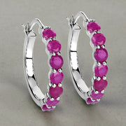 Bids.com 2.80 Carat Genuine Ruby .925 Sterling Silver Earrings Earrings