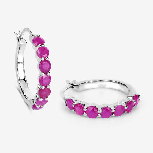 Bids.com 2.80 Carat Genuine Ruby .925 Sterling Silver Earrings Earrings