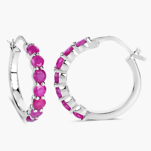 Bids.com 2.80 Carat Genuine Ruby .925 Sterling Silver Earrings Earrings