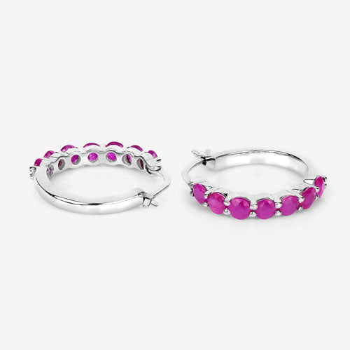 Bids.com 2.80 Carat Genuine Ruby .925 Sterling Silver Earrings Earrings