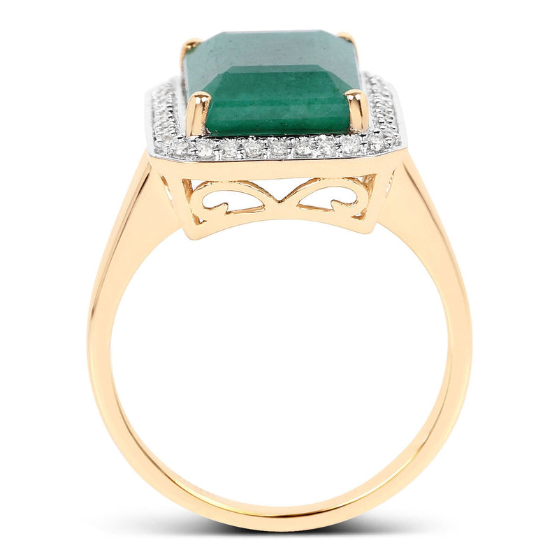 Bids.com 5.71 Carat Dyed Emerald and White Diamond 14K Yellow Gold Ring Rings
