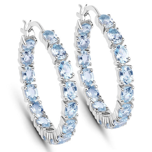 Bids.com 5.70 Carat Genuine Blue Topaz .925 Sterling Silver Earrings Earrings