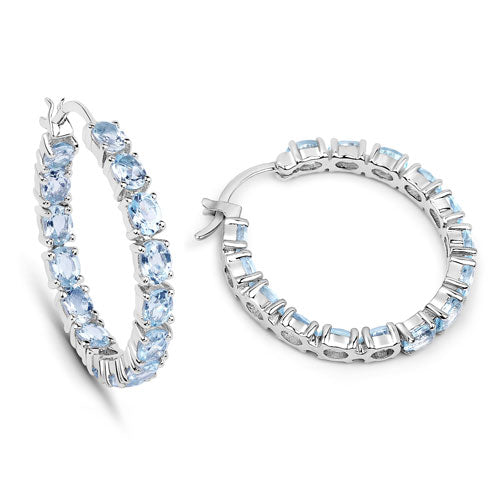 Bids.com 5.70 Carat Genuine Blue Topaz .925 Sterling Silver Earrings Earrings