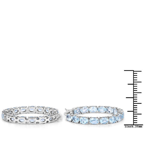 Bids.com 5.70 Carat Genuine Blue Topaz .925 Sterling Silver Earrings Earrings