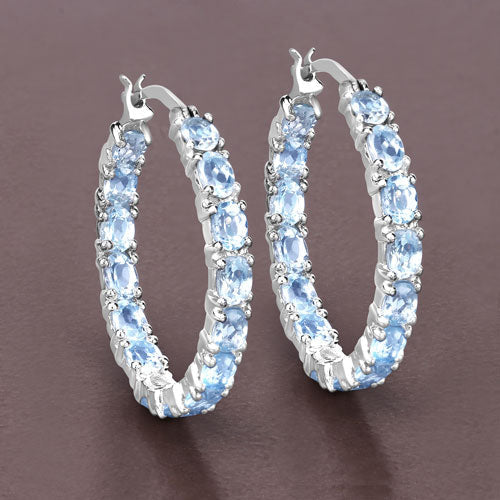 Bids.com 5.70 Carat Genuine Blue Topaz .925 Sterling Silver Earrings Earrings