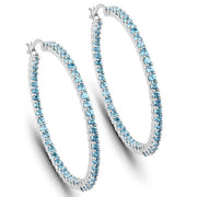 Bids.com 3.60 Carat Genuine Swiss Blue Topaz .925 Sterling Silver Earrings Earrings