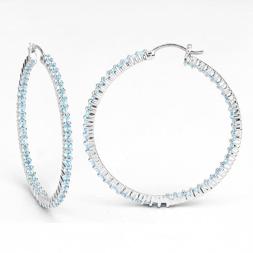 Bids.com 3.60 Carat Genuine Swiss Blue Topaz .925 Sterling Silver Earrings Earrings