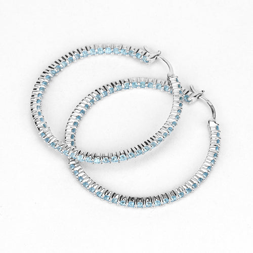 Bids.com 3.60 Carat Genuine Swiss Blue Topaz .925 Sterling Silver Earrings Earrings