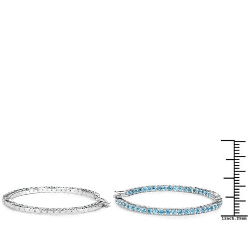 Bids.com 3.60 Carat Genuine Swiss Blue Topaz .925 Sterling Silver Earrings Earrings