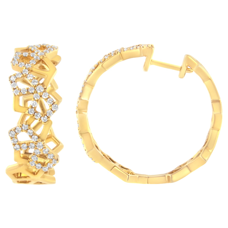 Bids.com 14K Yellow Gold 3/4 Cttw Diamond Honeycomb Hoop Earrings (G-H Color, SI1-SI2 Clarity) - 24MM Earrings