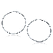 Bids.com 14k White Gold Polished Hoop Earrings (40 mm) Earrings
