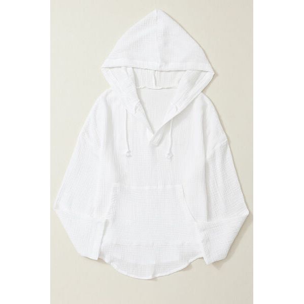 Drawstring Pocketed Dropped Shoulder Hoodie