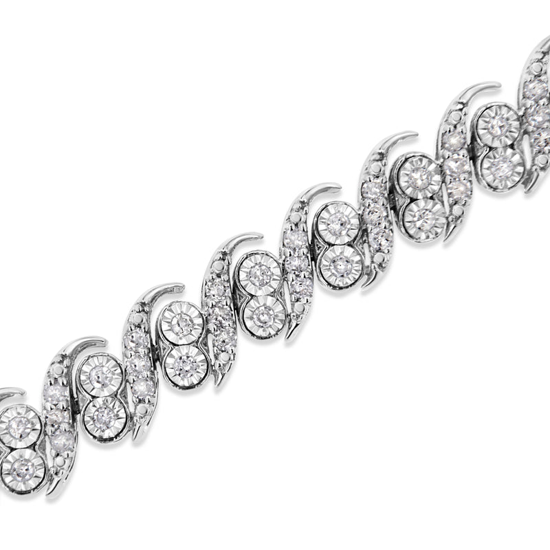 Bids.com .925 Sterling Silver 2.0 Cttw Round-Cut Diamond "S" Link Bracelet (I-J Color, I3 Clarity) - 7.25" Bracelets