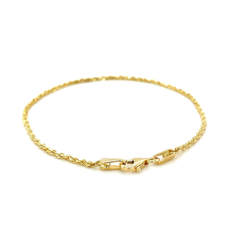 Bids.com 10k Yellow Gold Solid Diamond Cut Rope Bracelet 1.5mm Bracelets