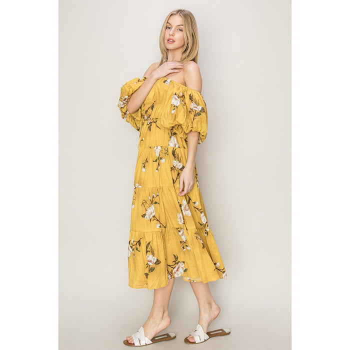 HYFVE Floral Puff Sleeve Tiered Dress