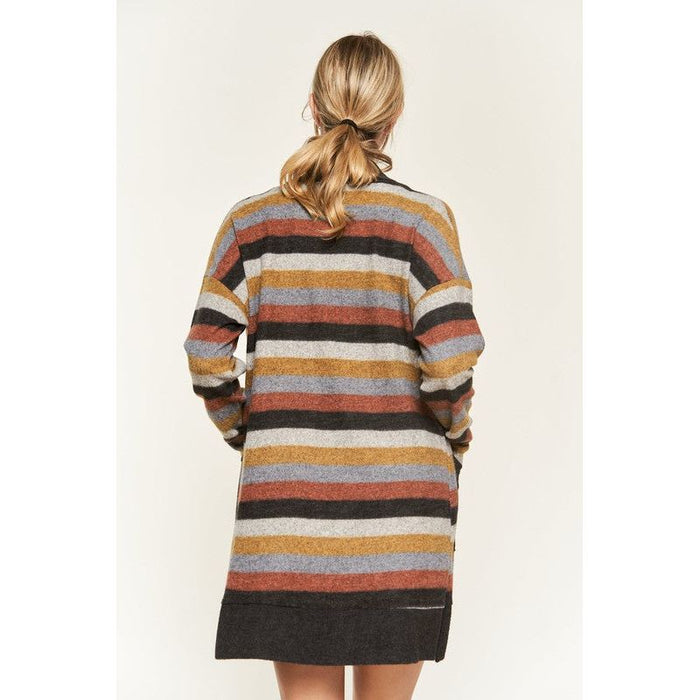 Multi Color Stripe Cardigan Krt1242