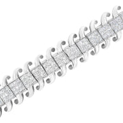 Bids.com 14K White Gold 5.0 Cttw Princess Cut Diamond 7" Invisible Set Wavy S-Link Tennis Bracelet (G-H Color, SI1-SI2 Clarity) Bracelets