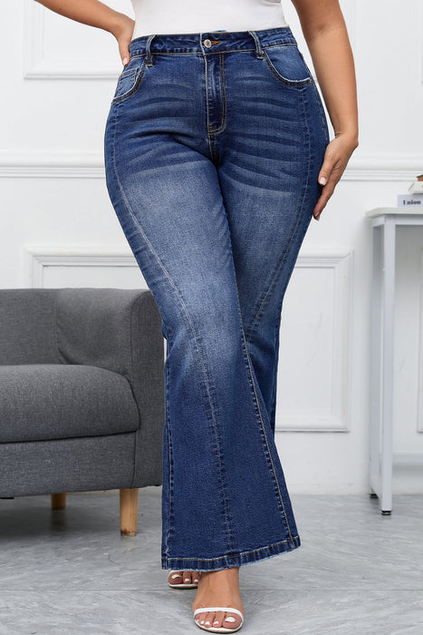 Plus Size Stitching Flare Jeans